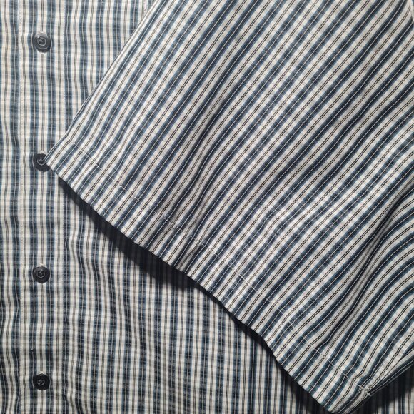 Men's Synergy 6XL Blue/Grey/White  Button Down Dress Short-Sleeve Shirt - Picture 4 of 5